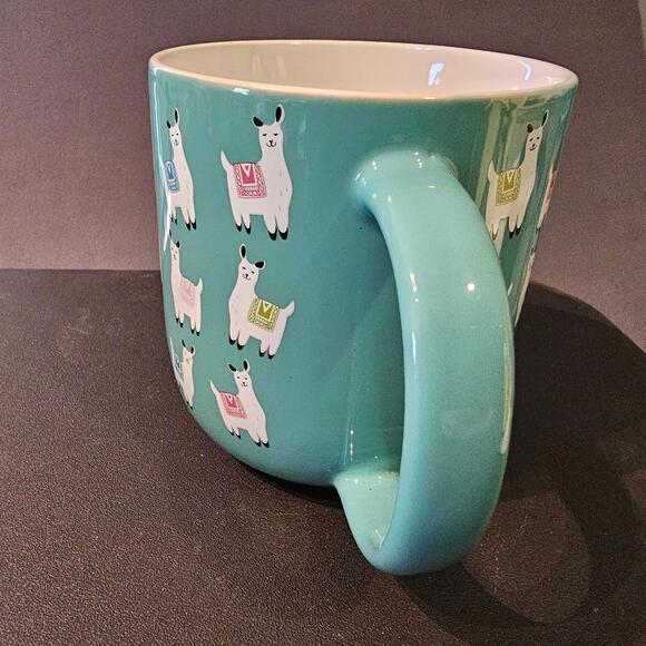 Llama Mug Blue White Clay Art Cute Artsy Boho - Picture 5 of 10